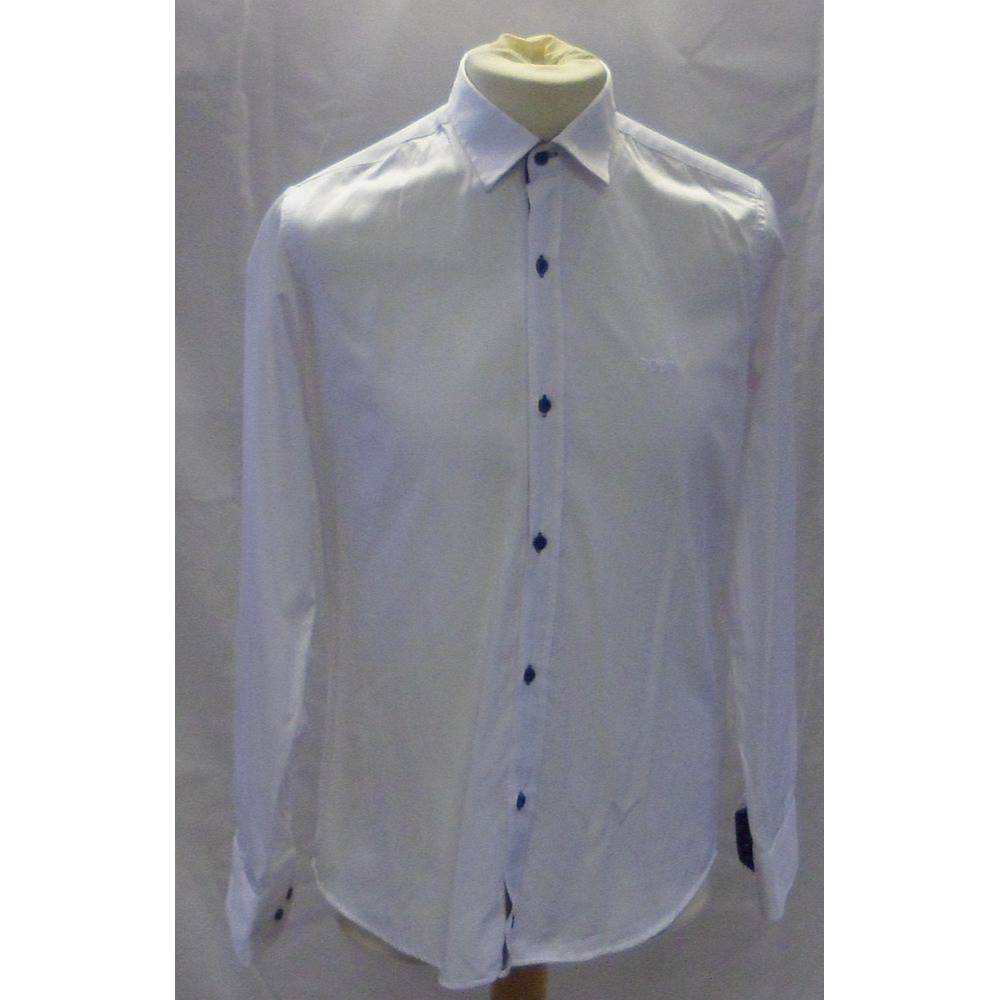 hugo boss white slim fit shirt