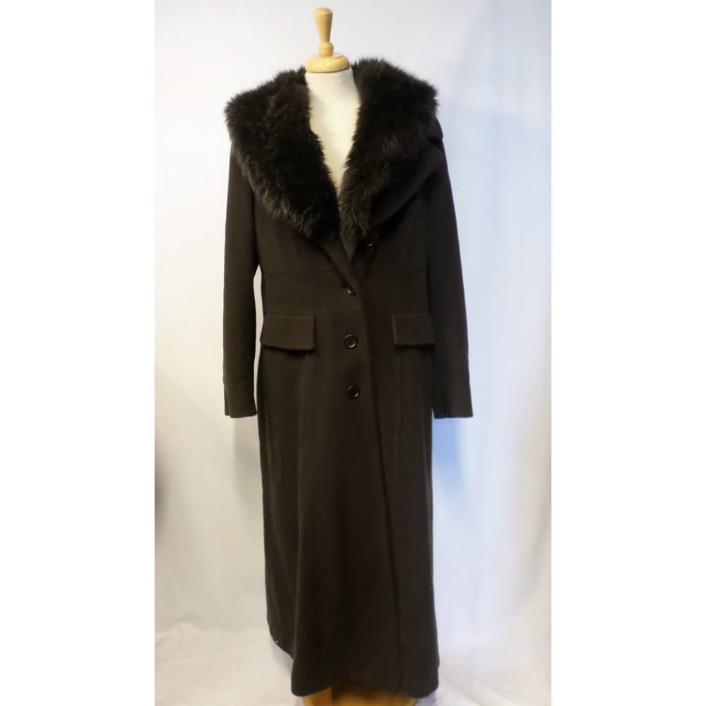 M&S Marks & Spencer - Size: 18 - Brown Long Coat with Cashmere | Oxfam ...