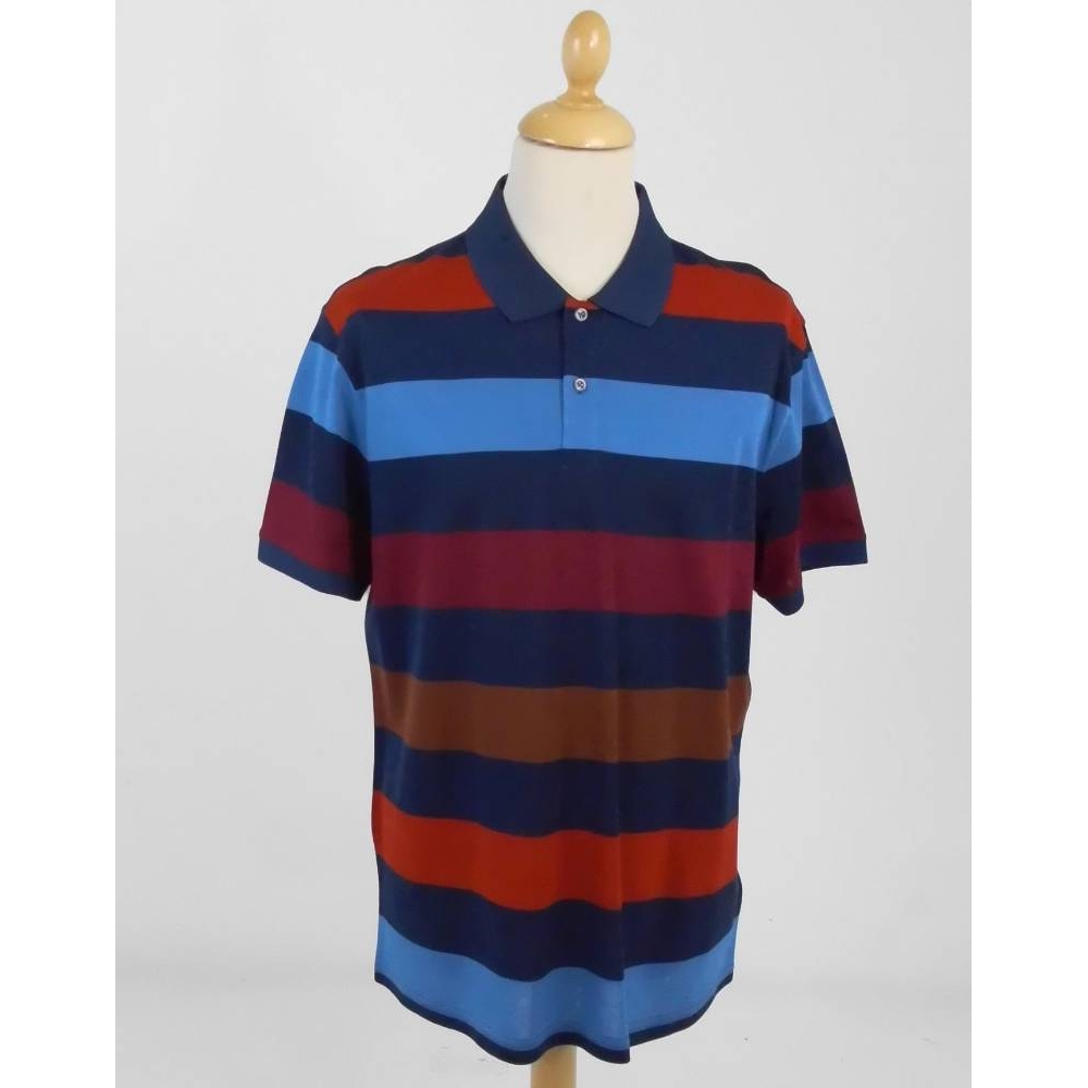 Blue Harbour M&S Striped Polo Shirt Blue & Red Size: L | Oxfam GB ...