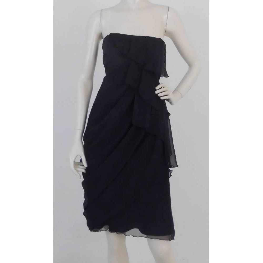 Coast Strapless Frill Dress Black Size: 14 For Sale in London | Preloved