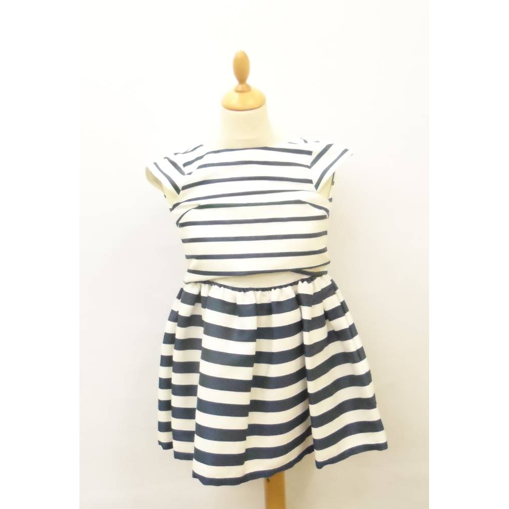 marks and spencer blue and white striped dress