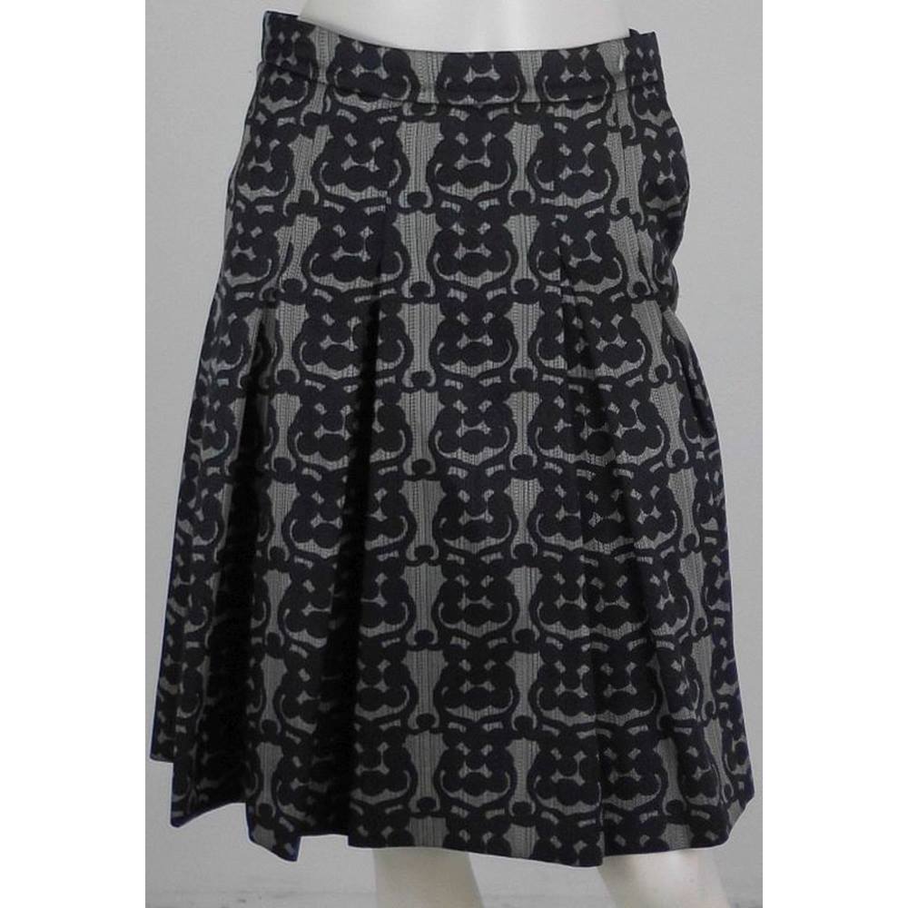 Jigsaw Patterned Skirt Black & Silver Size: 8 For Sale in London | Preloved