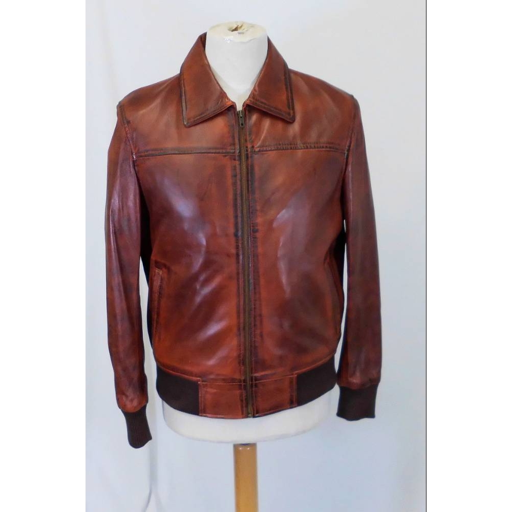 LM Jackets Leather Bomber Jacket Reddish Brown Size: L | Oxfam GB ...