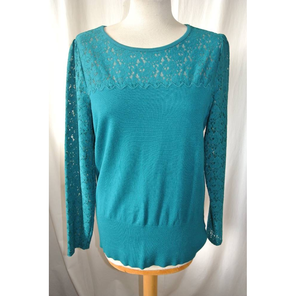 Betty Jackson Black Lace Trimmed Jumper Teal Size: 16 | Oxfam GB ...