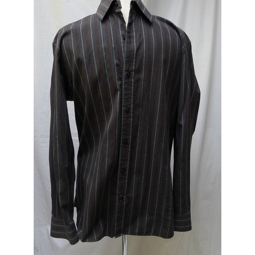 Marks and Spencer Autograph Men's long sleeved shirt Grey Striped Size ...