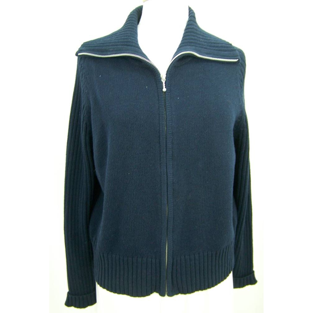 Marks & Spencer Zip front chunky knit cardigan Navy blue Size: 18 ...