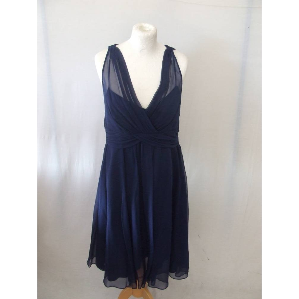 LK Bennett silk sheer V neck dress evenin Navy blue Size: 14 | Oxfam GB ...