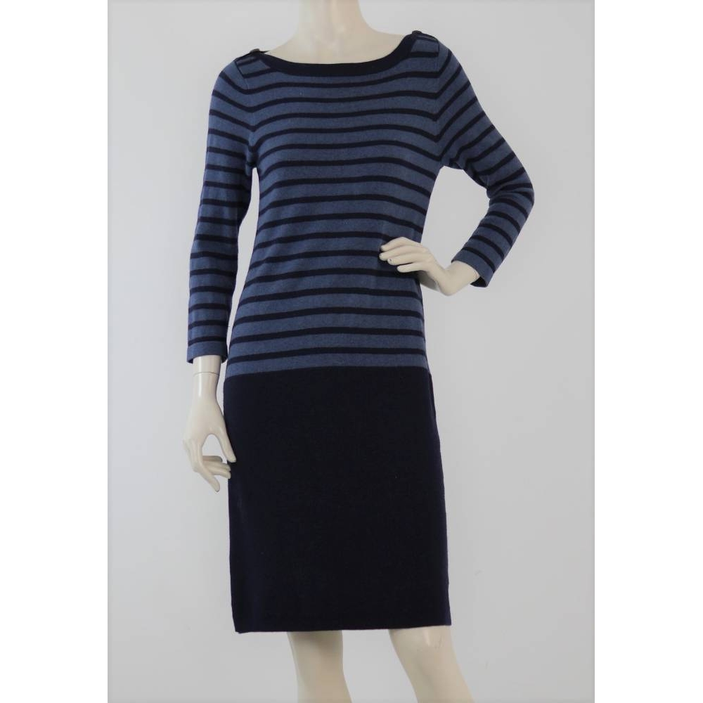 Jaeger Striped Wool Dress Navy Size: S | Oxfam GB | Oxfam’s Online Shop