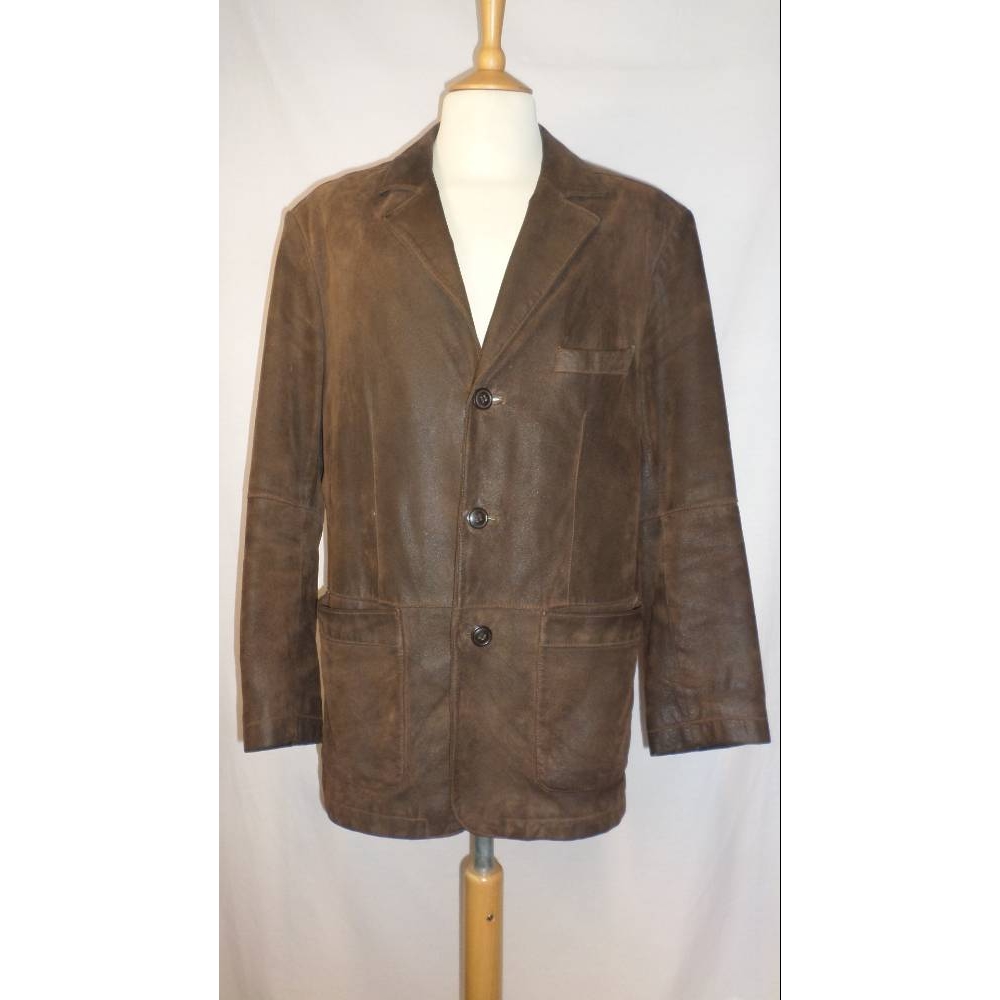 Donar Menswear leather jacket brown Size: M For Sale in Penzance ...