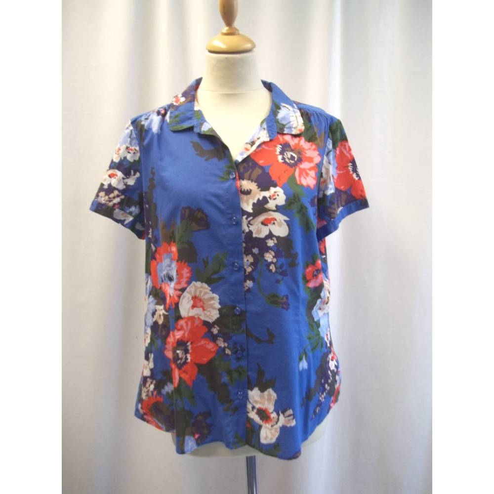 Joules Floral Short Sleeved Blouse Blue Size: 14 | Oxfam GB | Oxfam’s ...