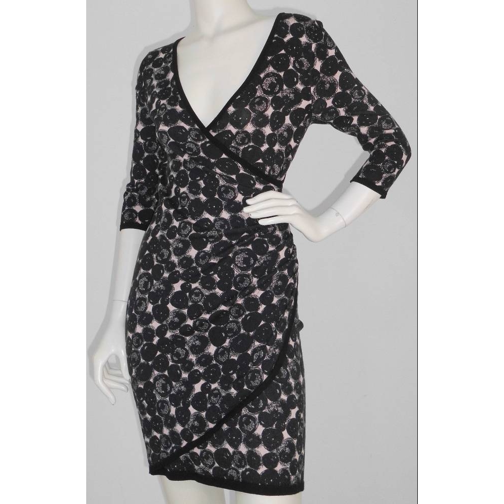 Phase Eight Knitted Wrap Dress Pink & Black Size: 10 For Sale in London ...