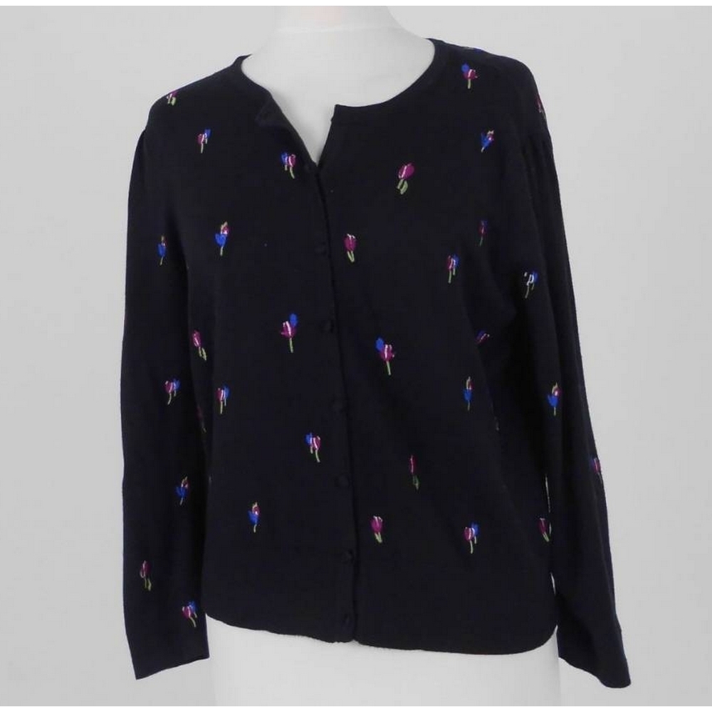 Laura Ashley Floral Embroidered Cardigan Black Size: 14 | Oxfam GB ...