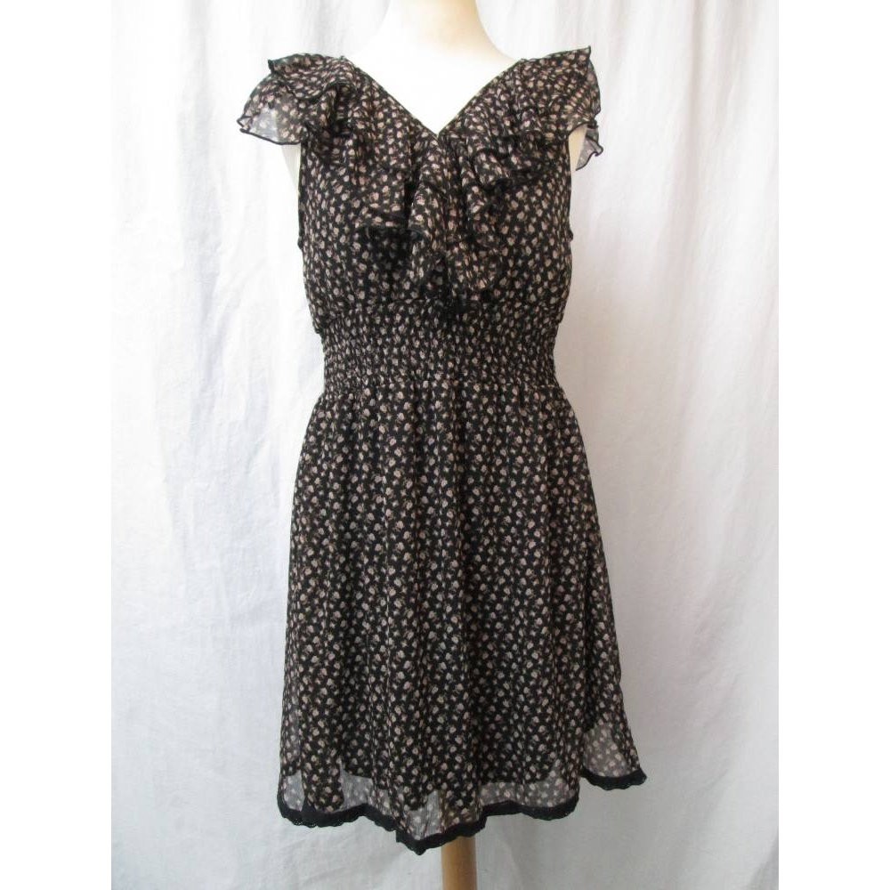 Uttam London Floaty Ditsy Print Dress Black Size 12 Oxfam Gb Oxfam