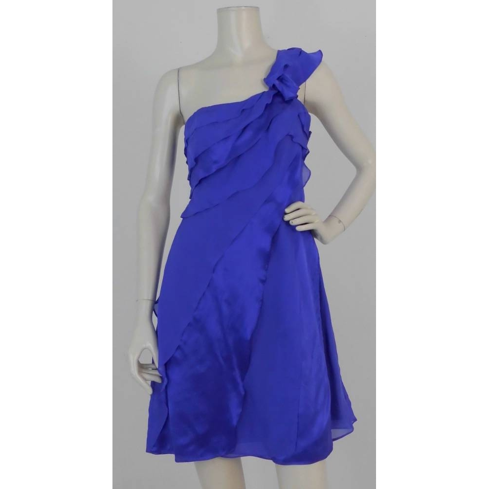 Coast Silk Crepe Ruffled Dress Violet Size: 8 For Sale in London | Preloved
