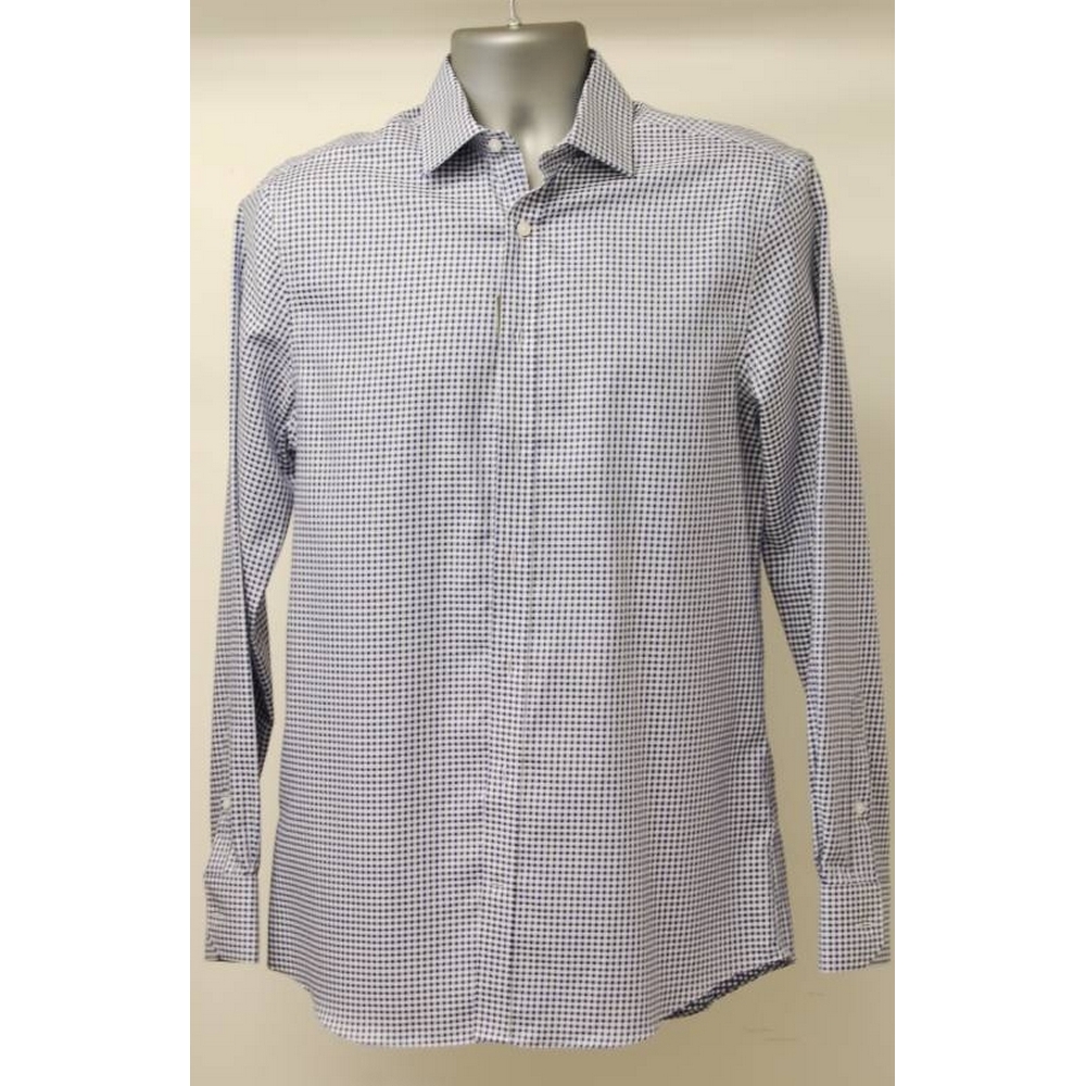 M&S Marks & Spencer NEW 15 Check Shirt Long Sleeve Blue White Size: S ...