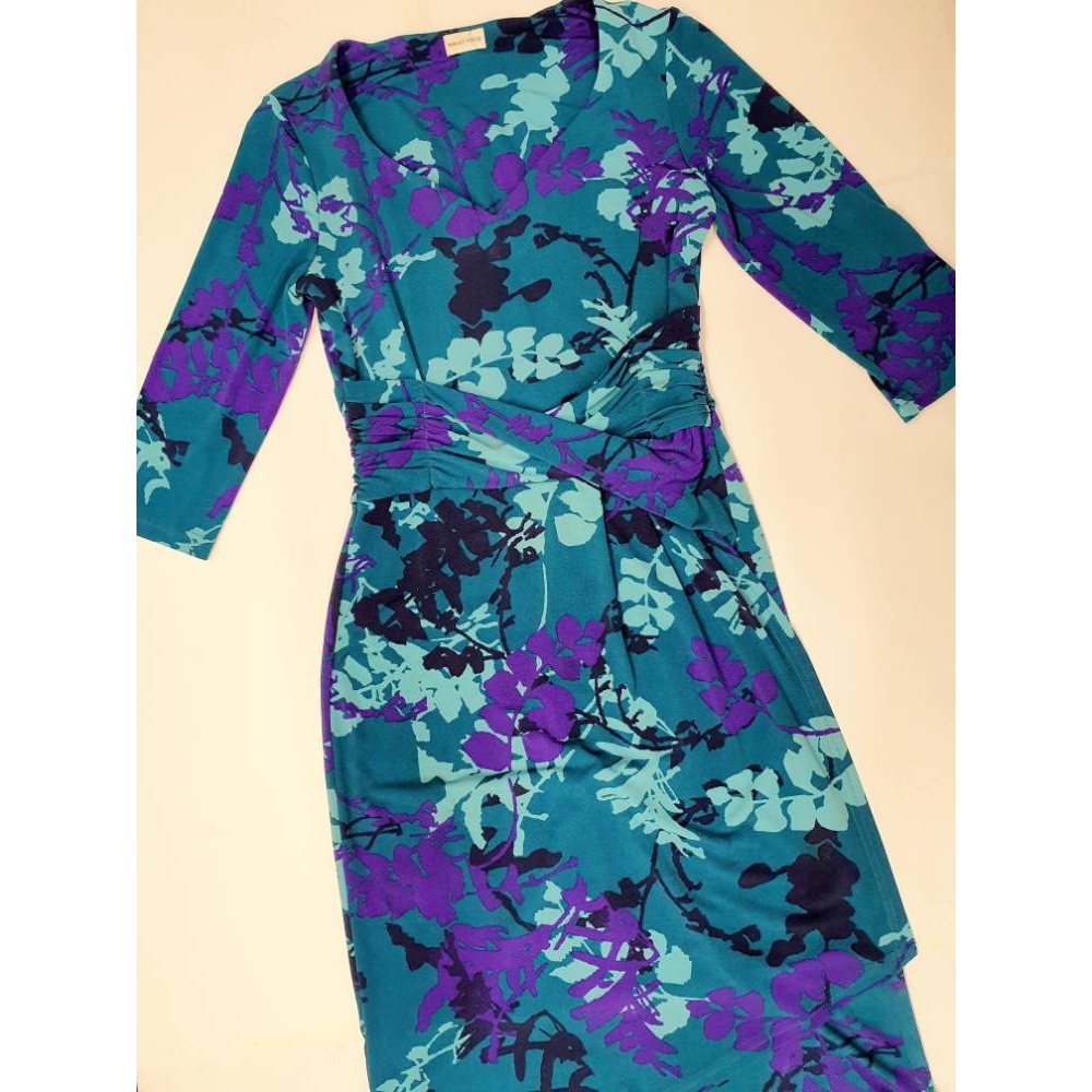 Minuet Petite Wrap-around Dress Teal and Purple Size: 8 | Oxfam GB ...