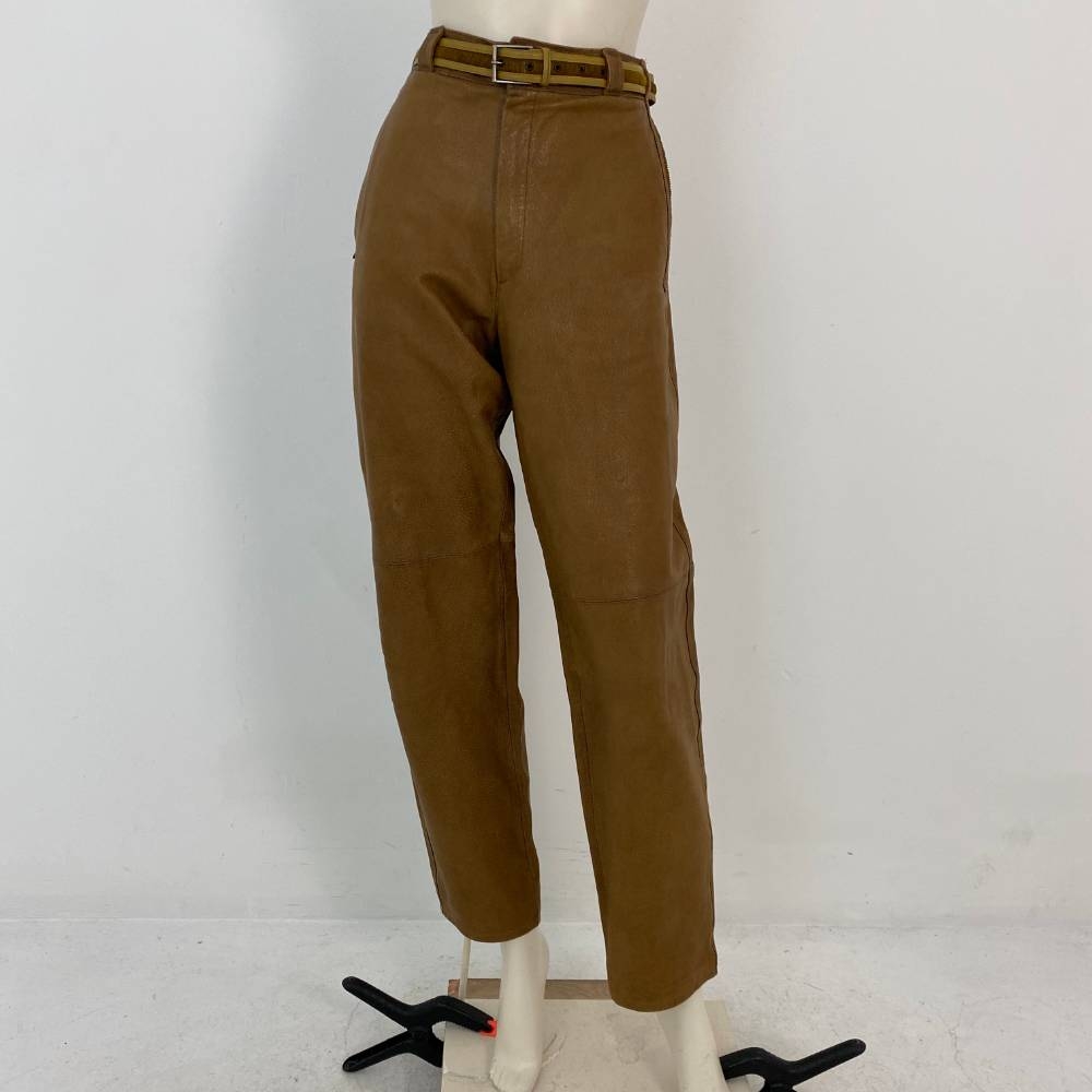 Gianni Versace Leather Trousers and Belt Tan Brown Size: 10 For