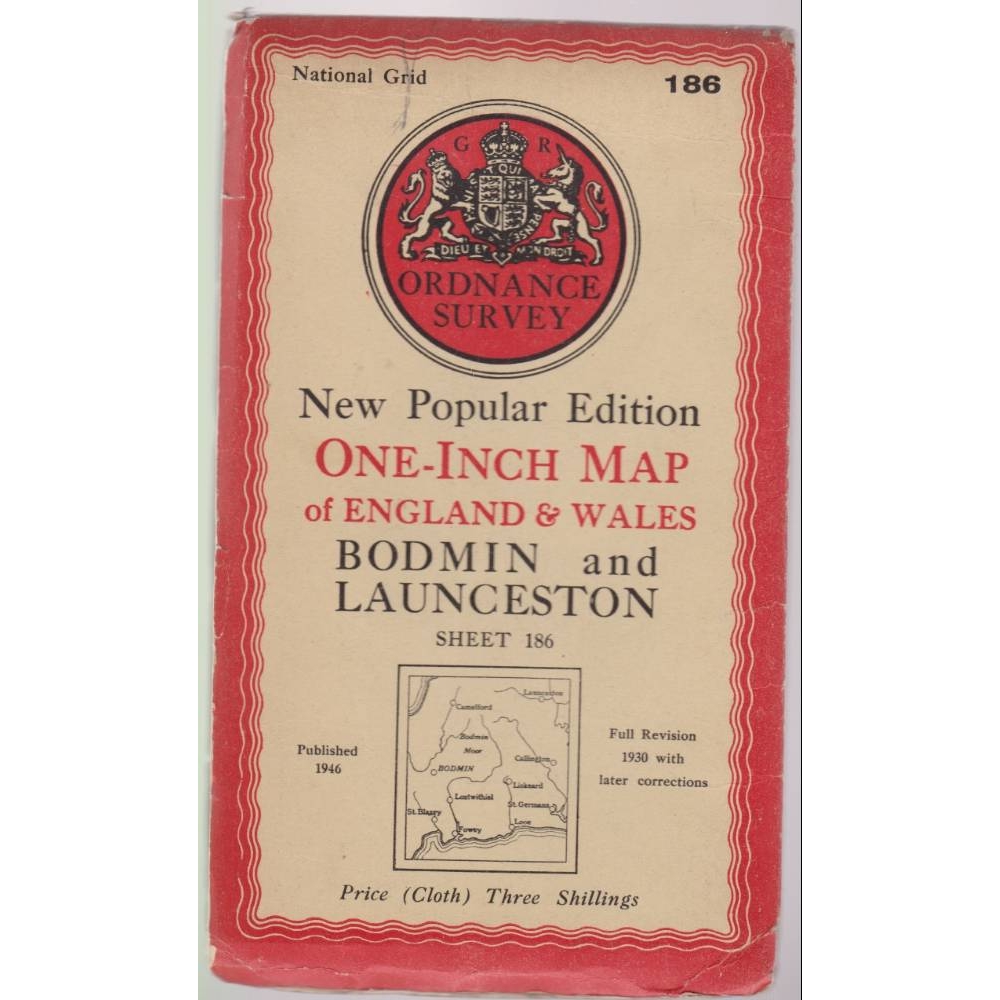 New Popular Edition One Inch Vintage Ordnance Survey Map - Sheet 186 ...