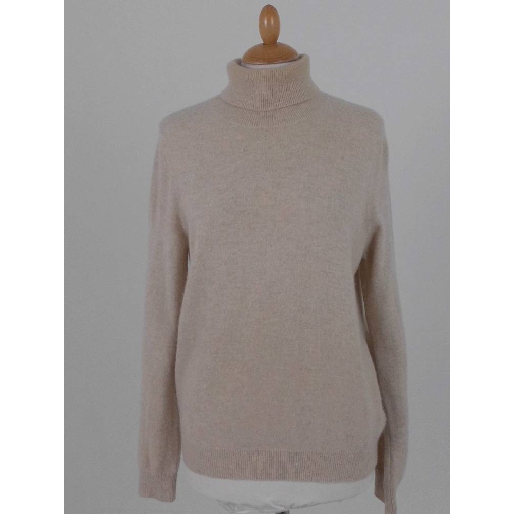 M&S Marks & Spencer Cashmere Roll Neck Jumper Oatmeal Size: 12 | Oxfam ...