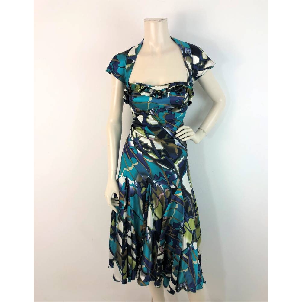 Nina Austin Silk Abstract Print Dress Blue & Purple Size: L | Oxfam GB ...