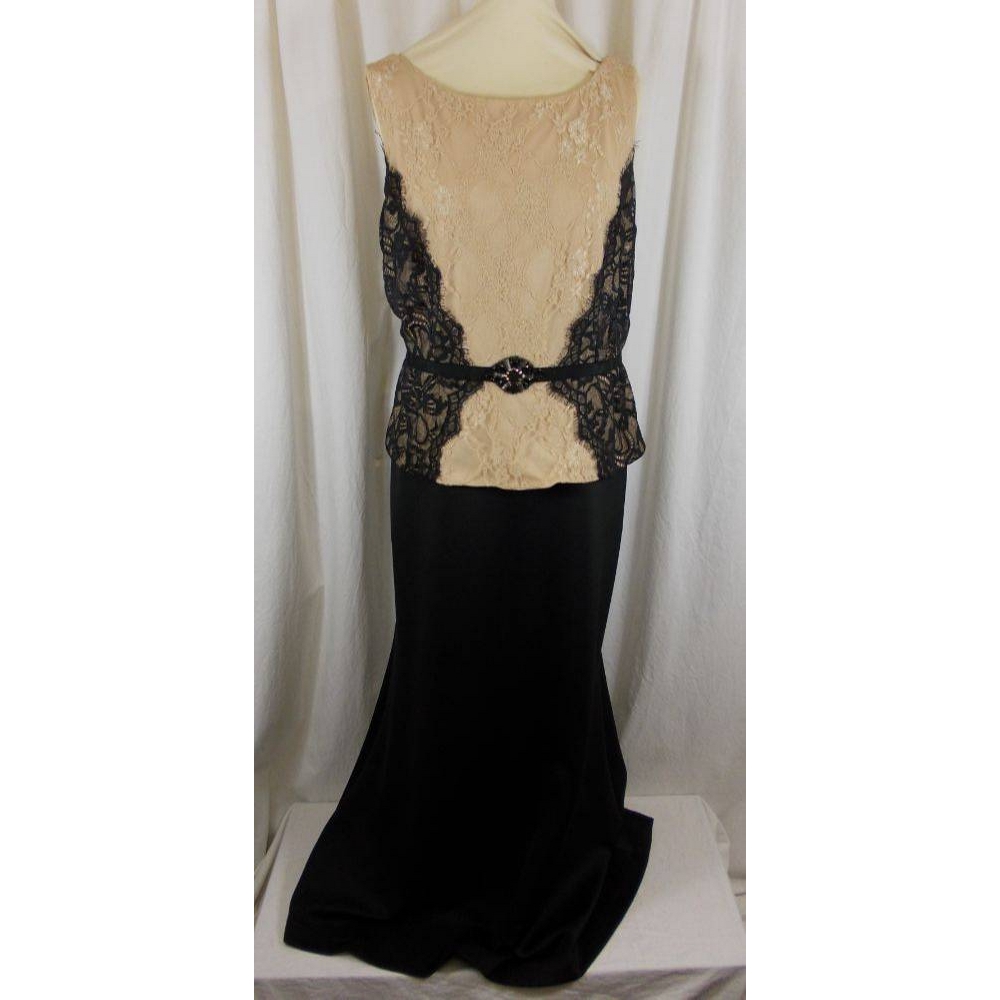 Ignite Long Sleeveless Evening Dress Black/Nude Size: 18 
