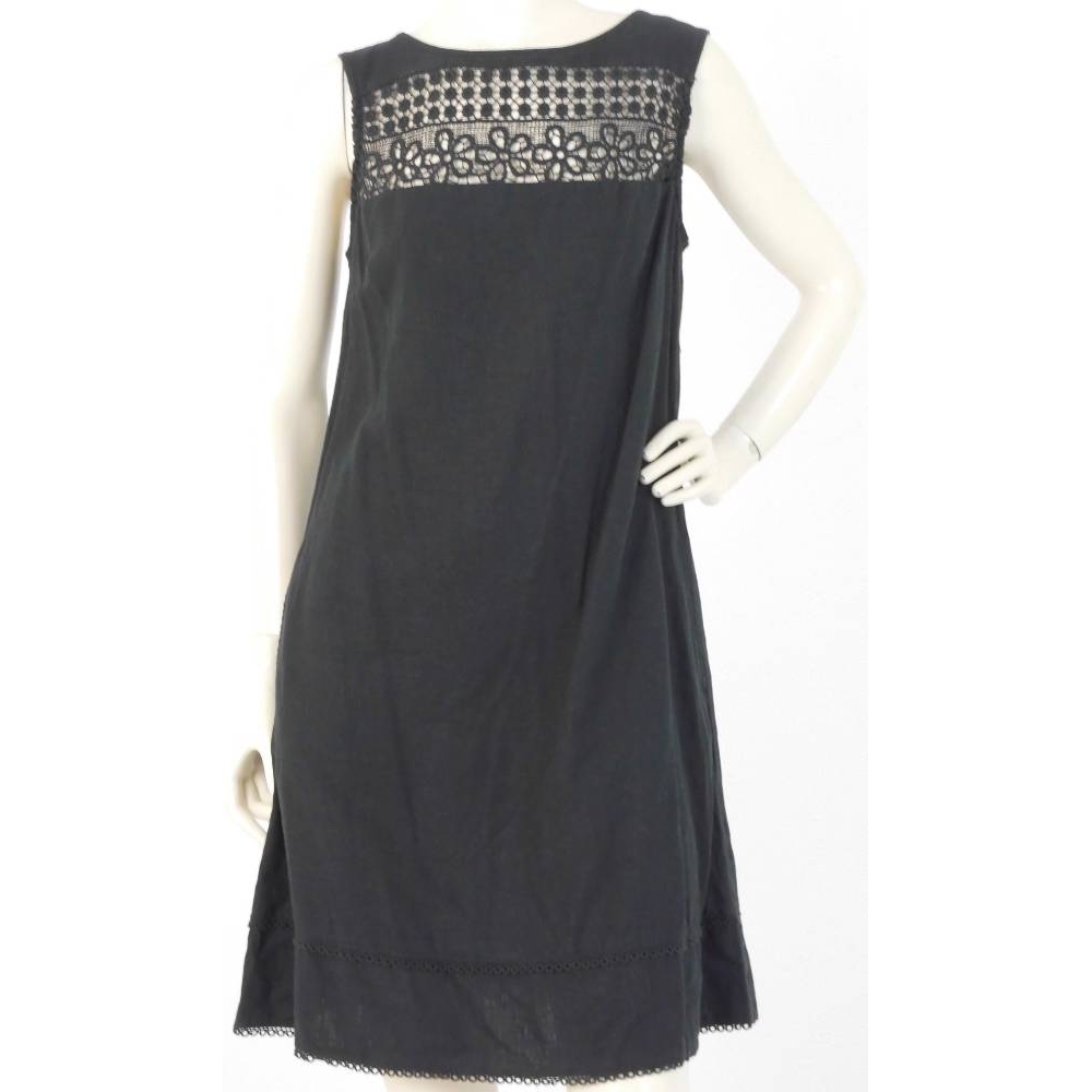 Next Linen Mix Shift Dress Black Size: 12 For Sale in London | Preloved
