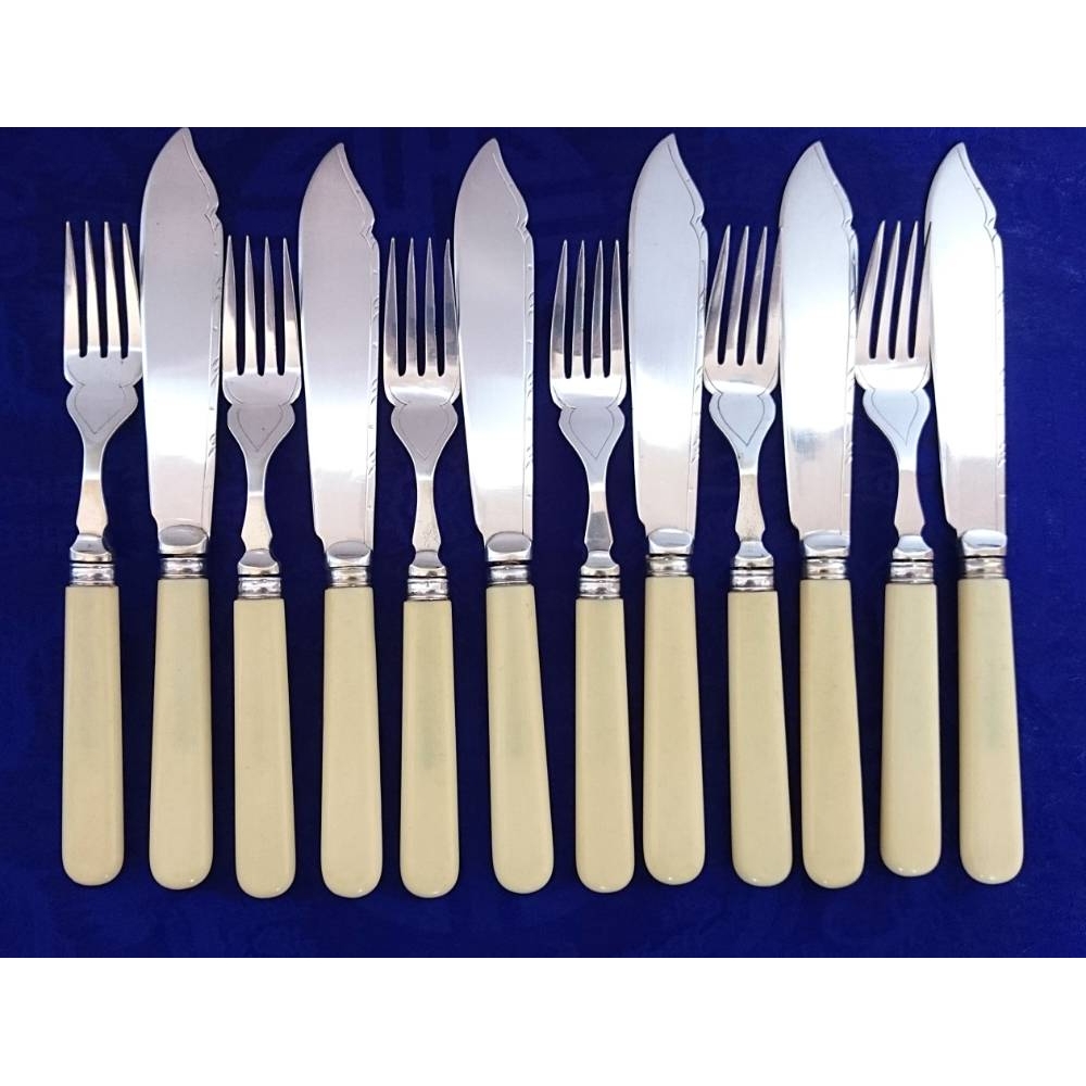 Vintage Set of Six Fish Knives and Forks EPNS Oxfam GB