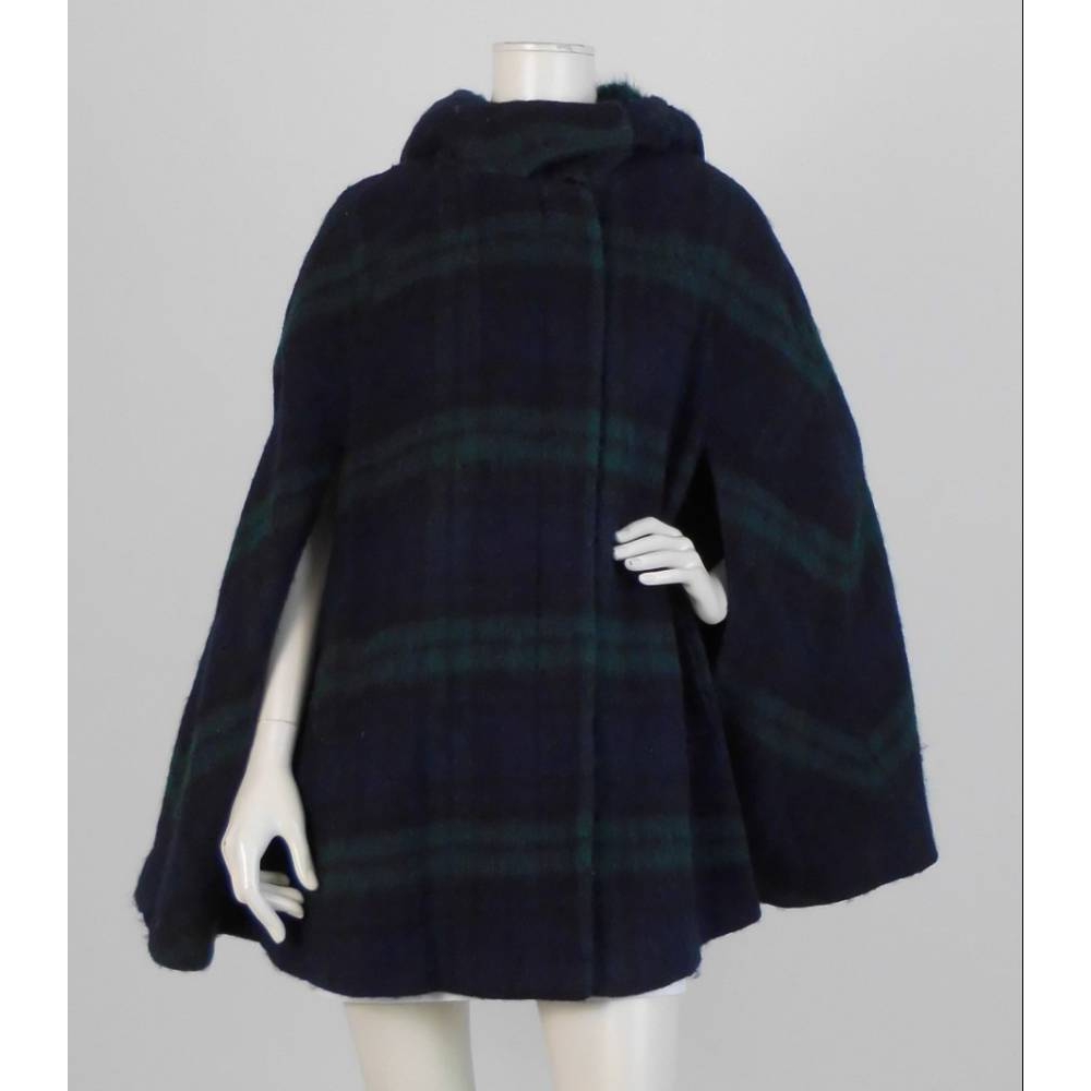 Zara Hooded Cape Blue Tartan Size: XS | Oxfam GB | Oxfam’s Online Shop
