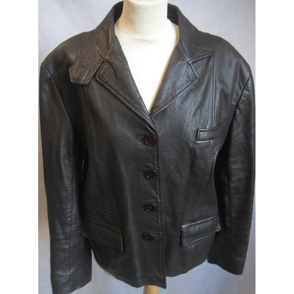 Together Leather Jacket Brown Size: 14 | Oxfam GB | Oxfam’s Online Shop