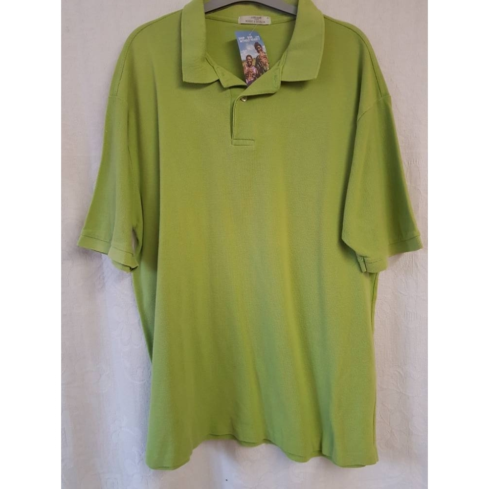 M&S Marks & Spencer Short Sleeve Polo Shirt Green Size: XL For Sale in ...