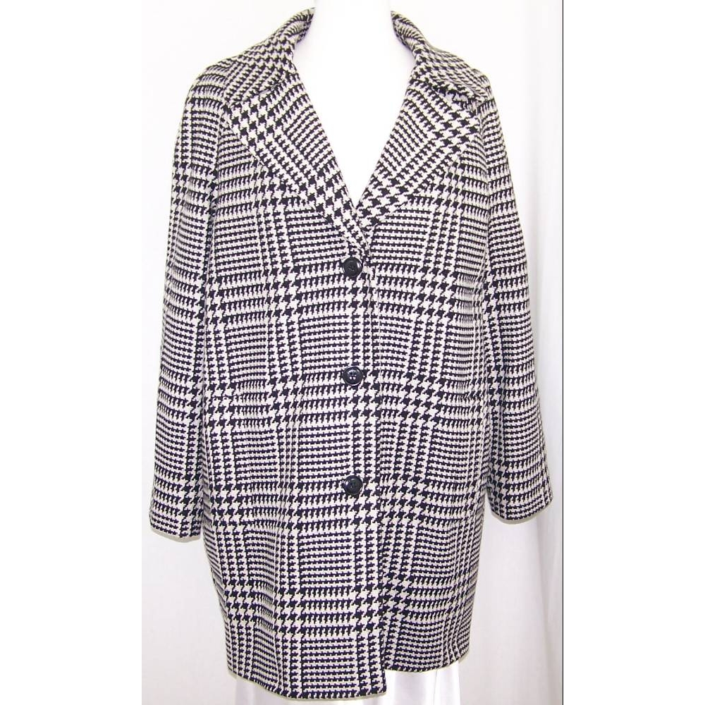 Jaeger Dog tooth check wool coat Monochrome Size: 14 | Oxfam GB | Oxfam ...