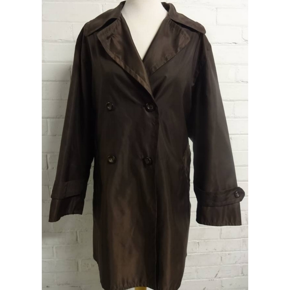 M&S Marks & Spencer double breasted trench coat brown Size: 12 | Oxfam ...