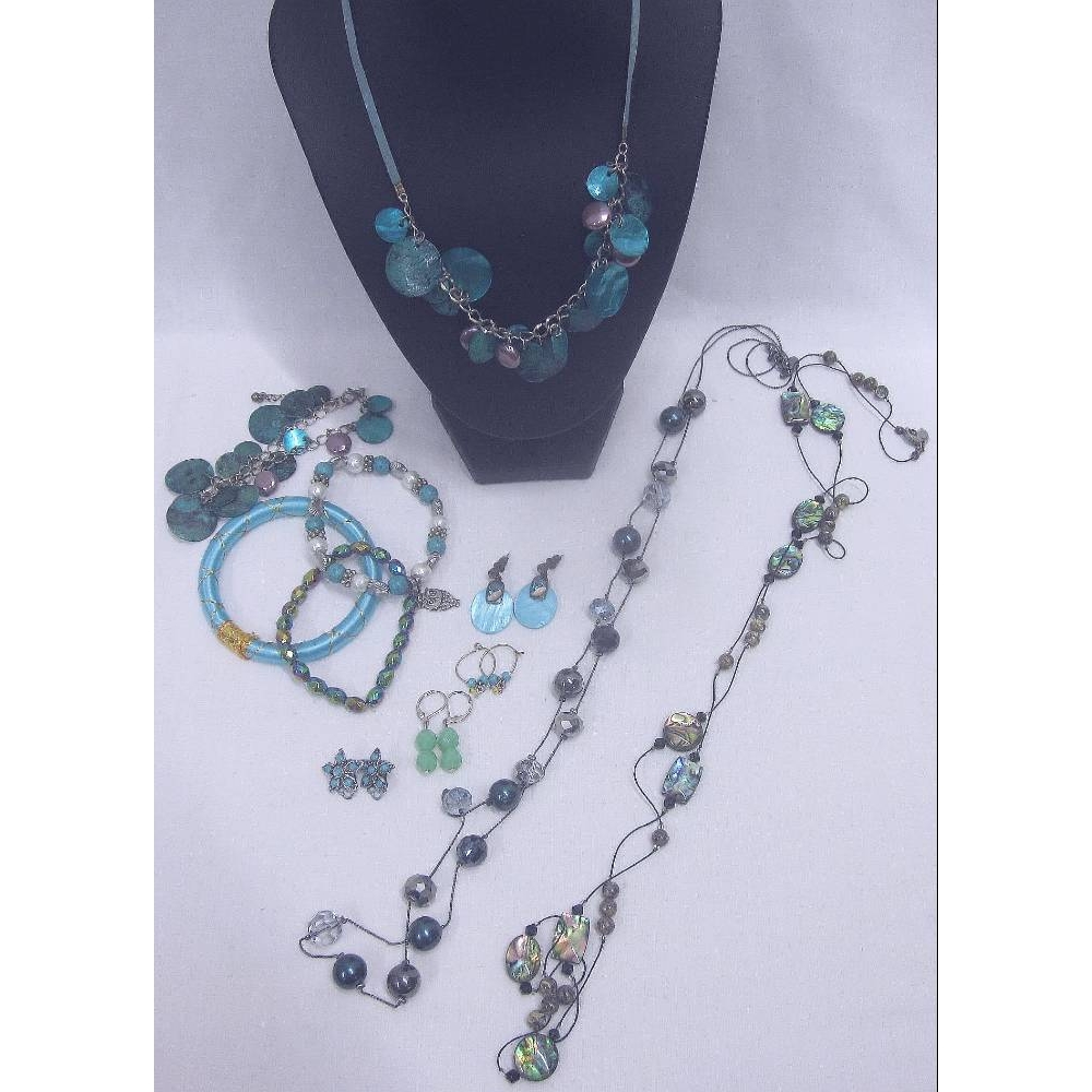 Used, Blue and Green Coloured Jewellery Bundle for sale  Aberdeen