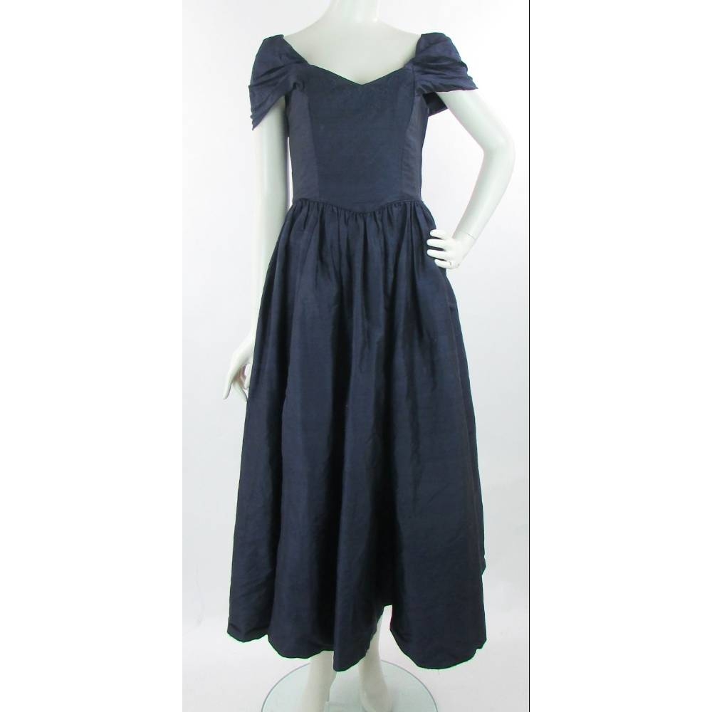 Laura Ashley silk dress dark blue Size: 10 For Sale in Darlington ...