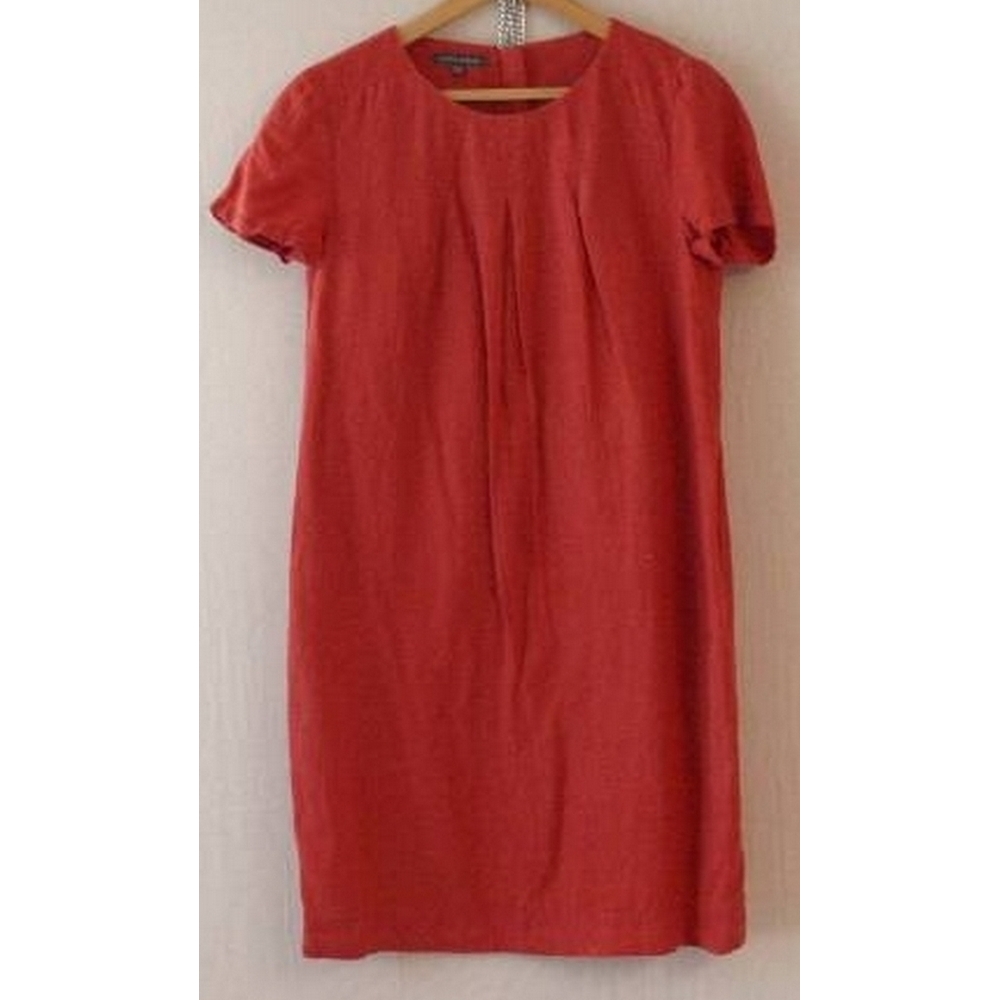 Laura Ashley linen dress coral Size: 10 For Sale in London | Preloved