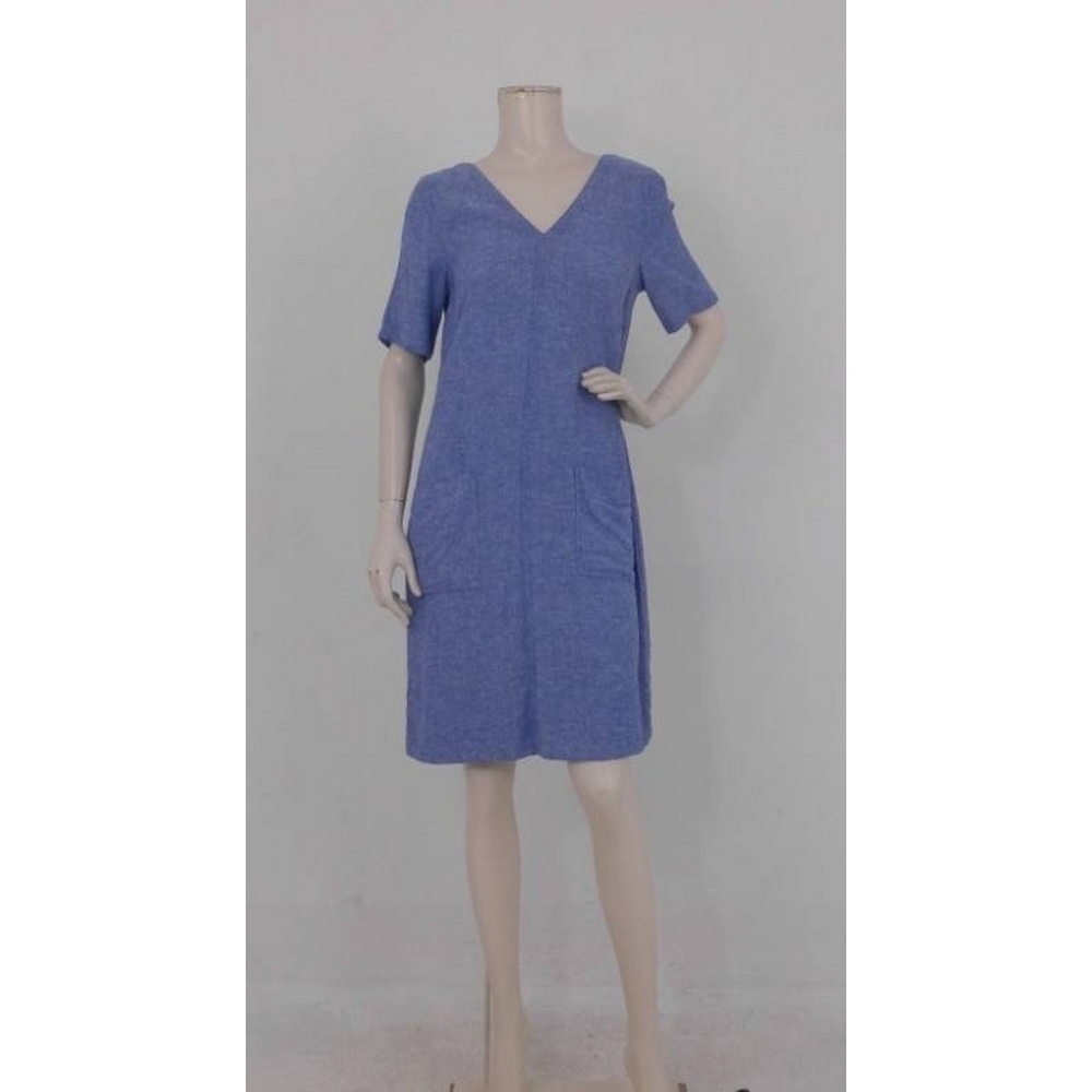 NWOT M&S Collection Linen Blend Dress Chambray Blue Size: 10 For Sale ...