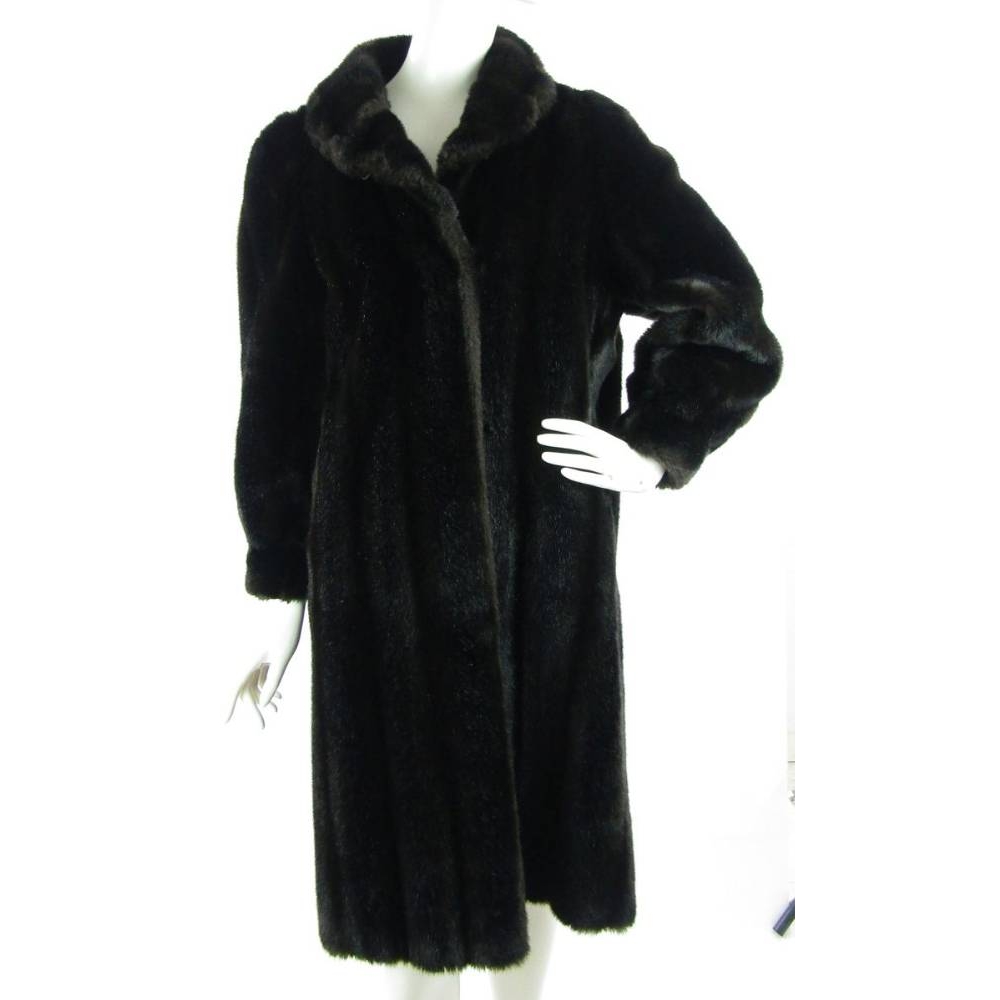 VINTAGE Astraka of London Faux Fur Swing Coat Rich brown Size: 14 For ...