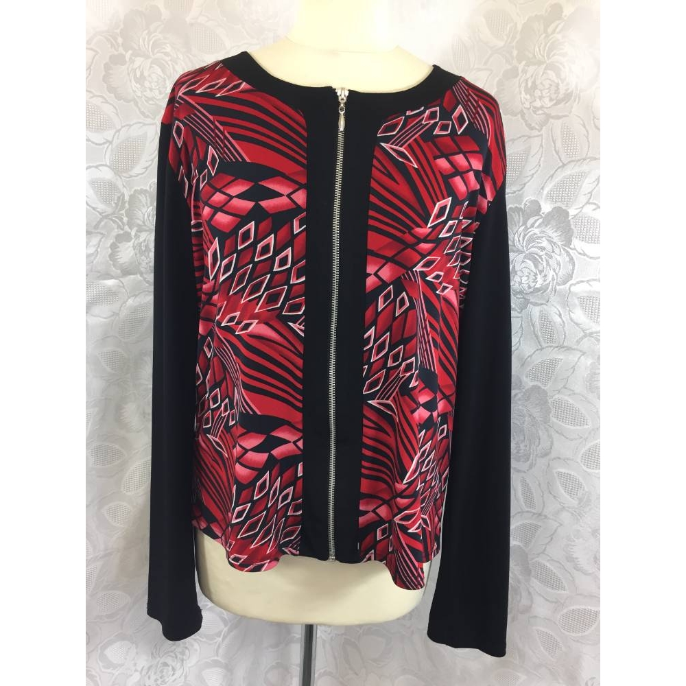 Bassini Zip front top Black and red Size: 16 | Oxfam GB | Oxfam’s ...
