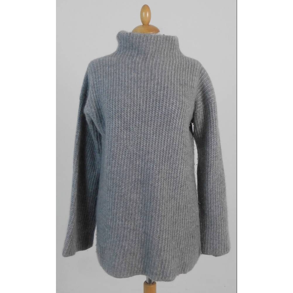 Johnstons of Elgin Cashmere Ribbed Knit Jumper Coin Grey Size: S ...