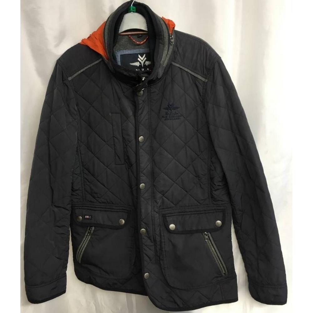 New Zealand Auckland quilted zip up hooded jacket navy ...