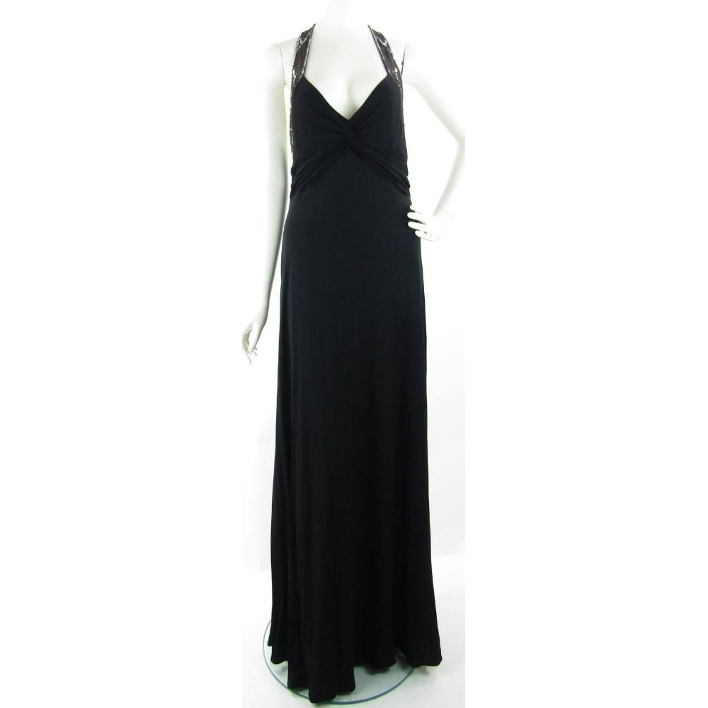 BCBG Maxazria Full Length Halter Neck Dress Black Size: 12 For Sale in ...