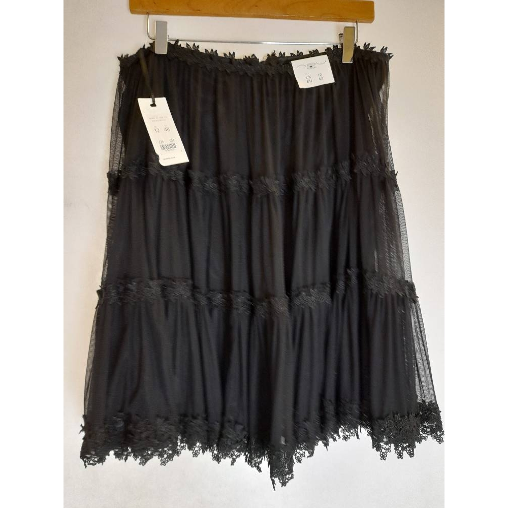 New Look Tiered lace skirt with trim black Size: 12 For Sale in ...