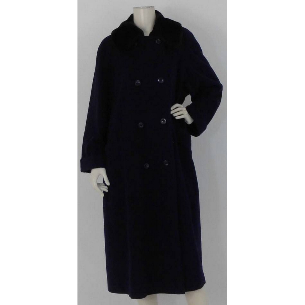 M&S Marks & Spencer Double Breasted Long Coat Deep Navy Blue Size: 14 ...