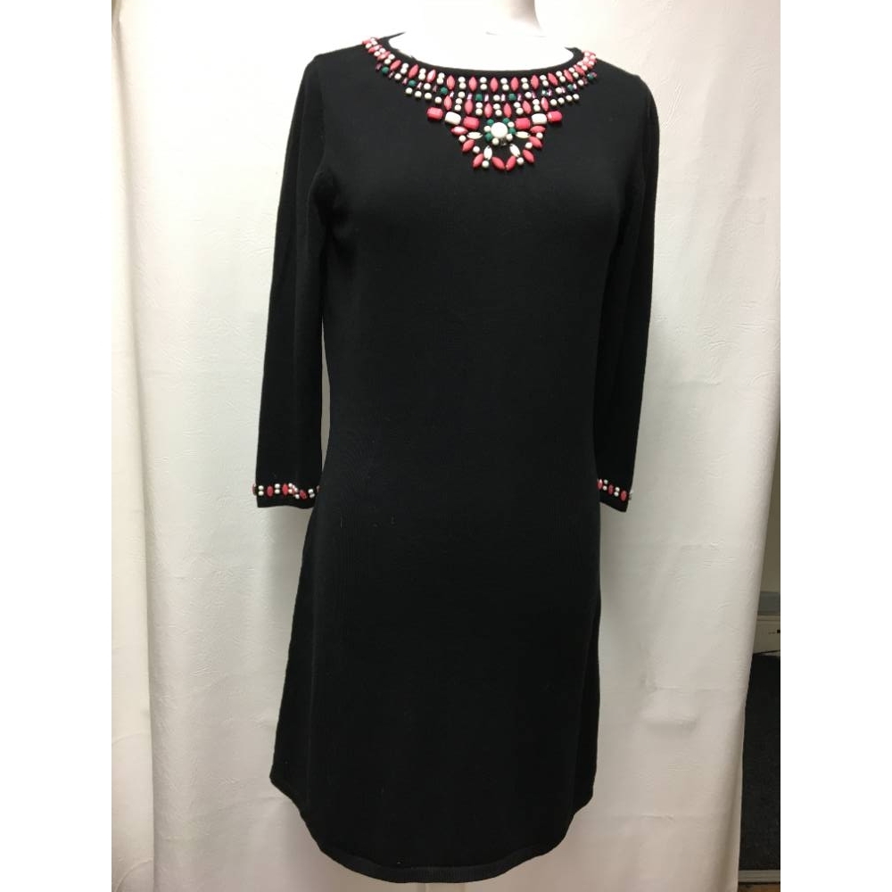 Monsoon Black Sweater Dress with Beads Black, Beaded Size: 12 For