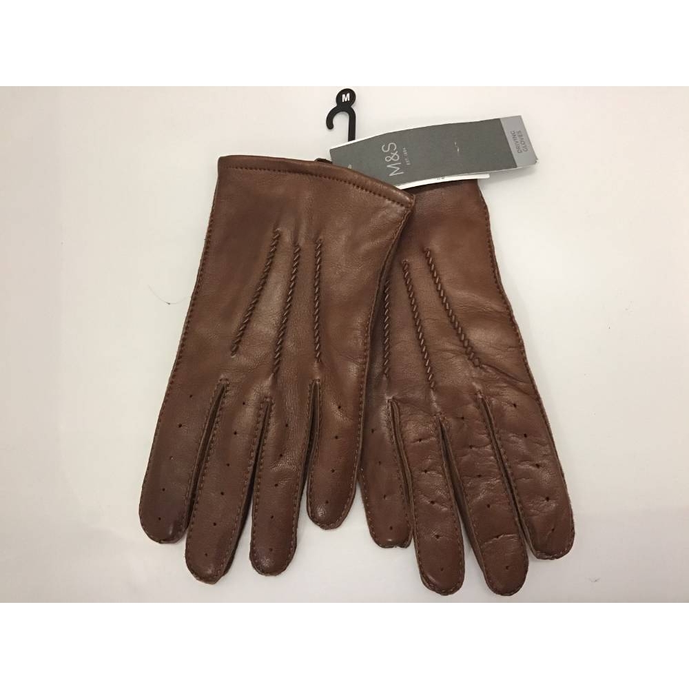 Marks and Spencer soft leather driving gloves brown Size: M For Sale in ...