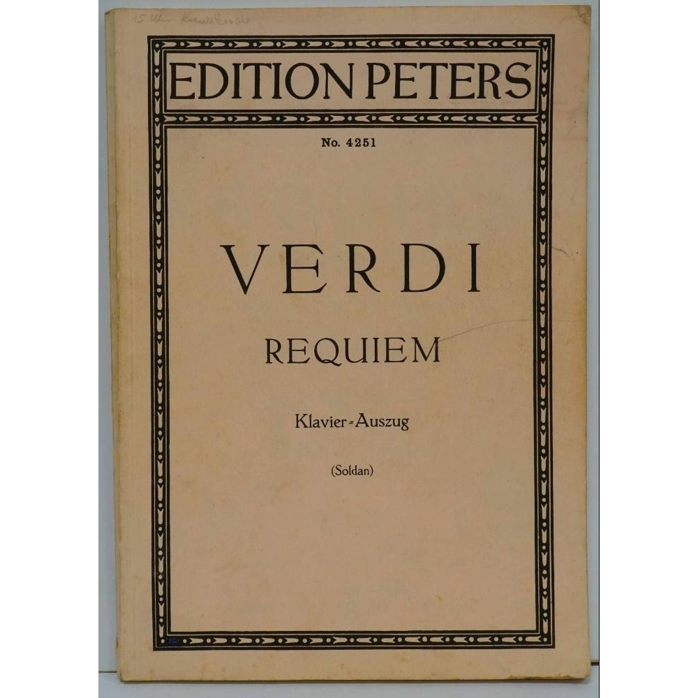 Giuseppe Verdi, Requiem, Vocal Score, Edition Peters 4251, text in Latin