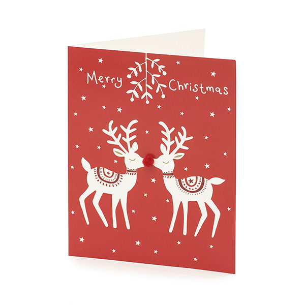 Mini Premium Pom Pom Reindeer Christmas card (10 pack) | Oxfam GB ...